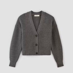 Everlane The Organic Cotton Relaxed Cardigan Large Heathered Charcoal